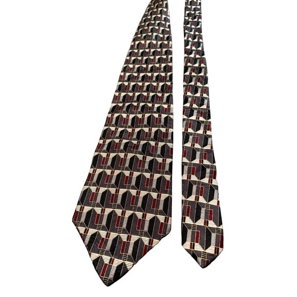Gianfranco Ruffini Italy Silk Tie Geometric Pattern Mens  Necktie Vintage Style - Picture 1 of 5